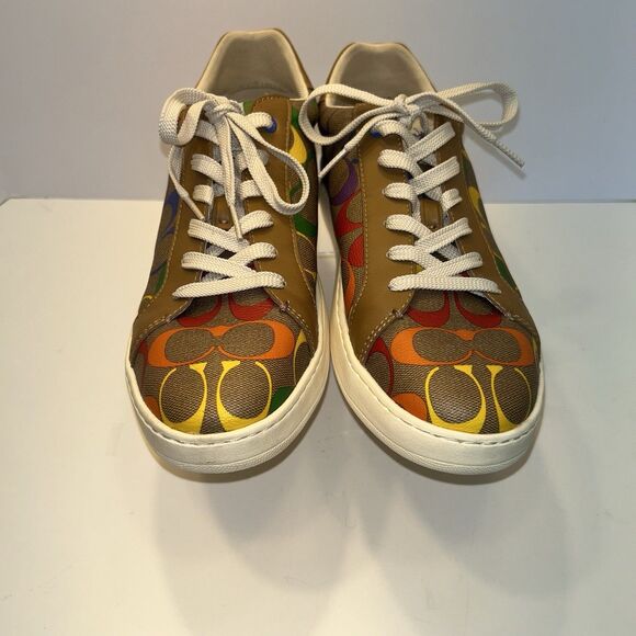 Coach Lowline MENS Monogram Rainbow SZ 11B Pride Leather Sneakers - Picture 11 of 13